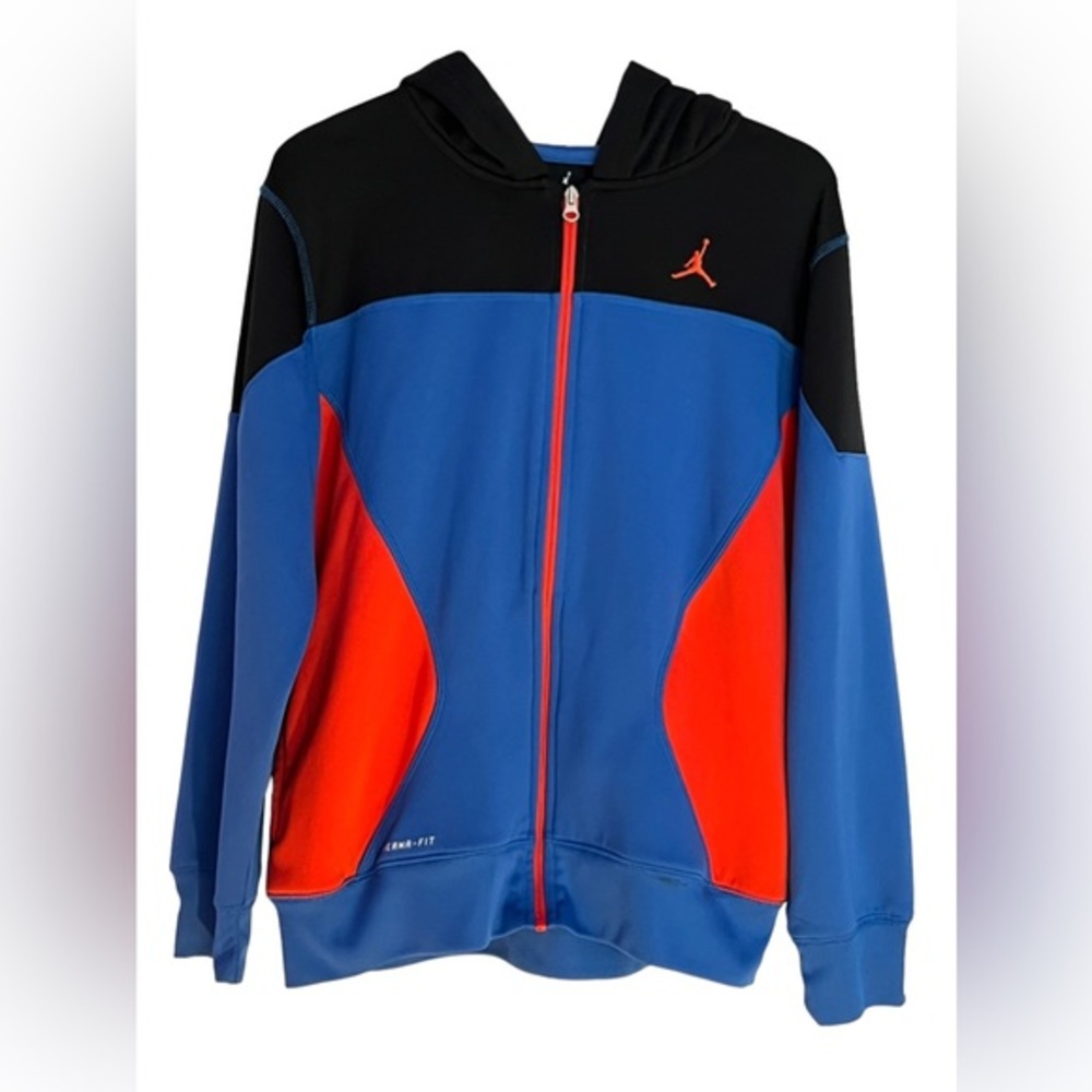 Nike Air Jordan Boys Jumpman Blue|Black|Red Therma-Fit Full Zip Hood|Jacket XL